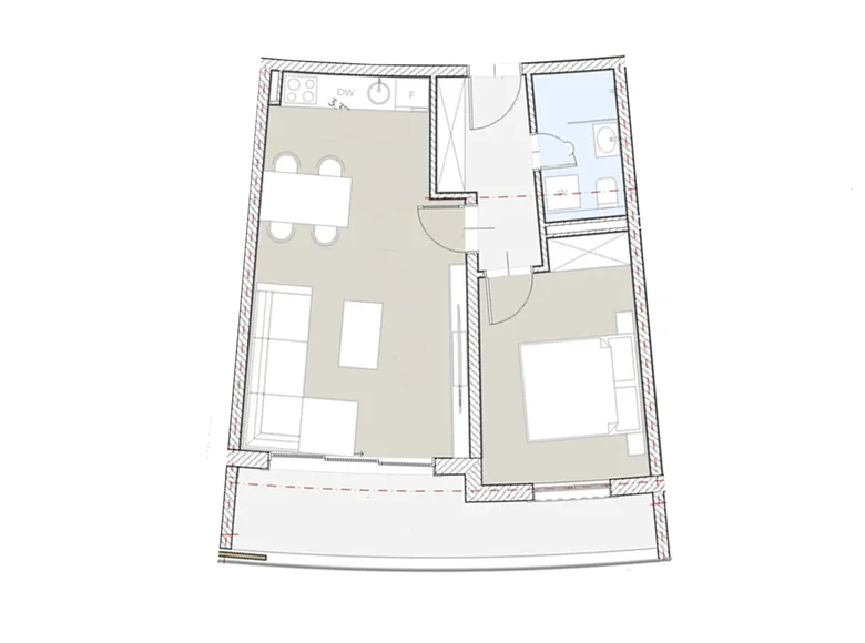 Квартира 1 комната 54 м² Boreti, Черногория