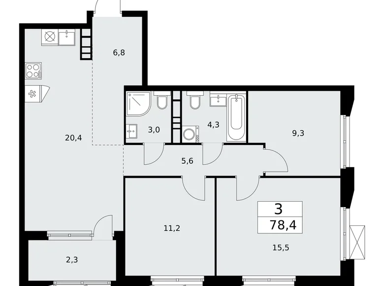 Apartamento 3 habitaciones 78 m² Kommunarka, Rusia