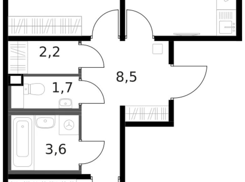 Mieszkanie 2 pokoi 60 m² Moskwa, Rosja