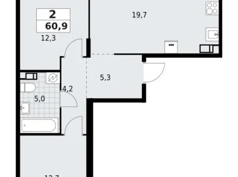 Квартира 2 комнаты 61 м² Красное Село, Россия
