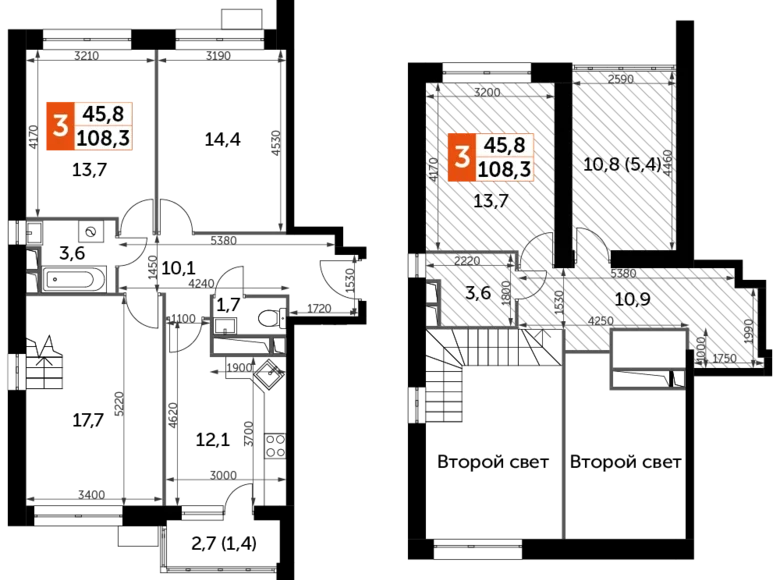 Квартира 3 комнаты 108 м² городской округ Мытищи, Россия