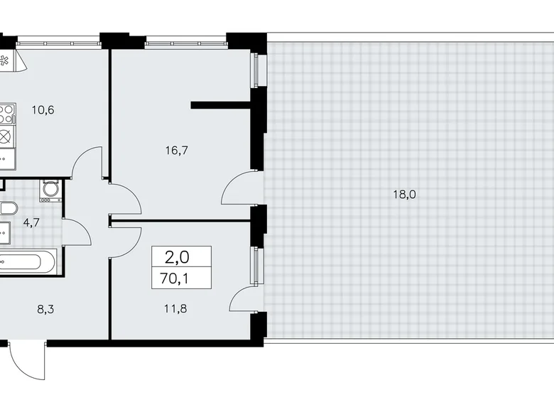 Apartamento 2 habitaciones 70 m² Kommunarka, Rusia