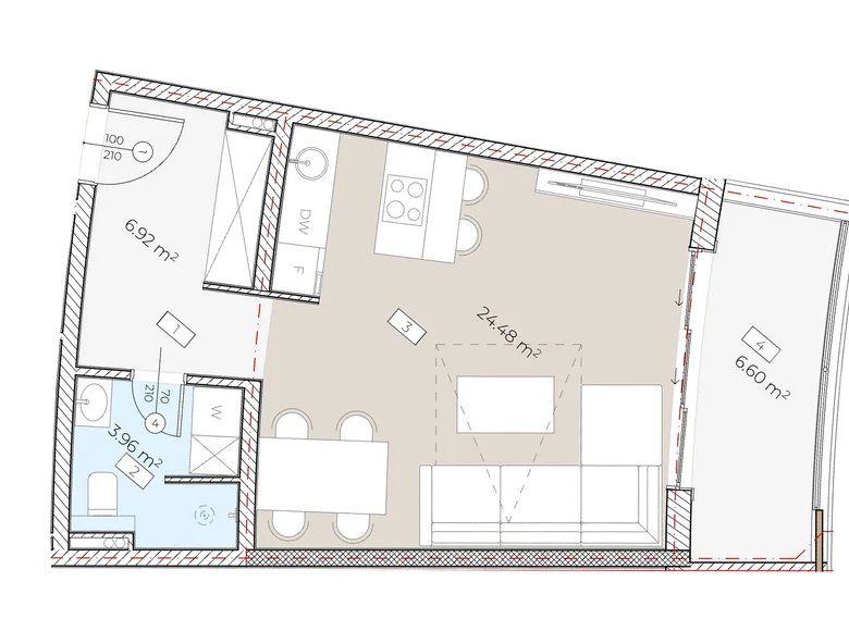 Estudio 1 habitación 41 m² Boreti, Montenegro