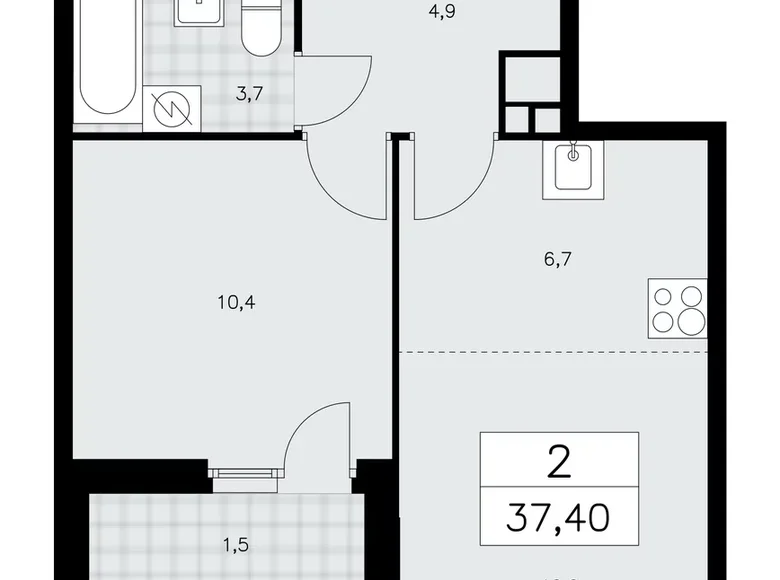 Wohnung 2 zimmer 37 m² Kommunarka, Russland