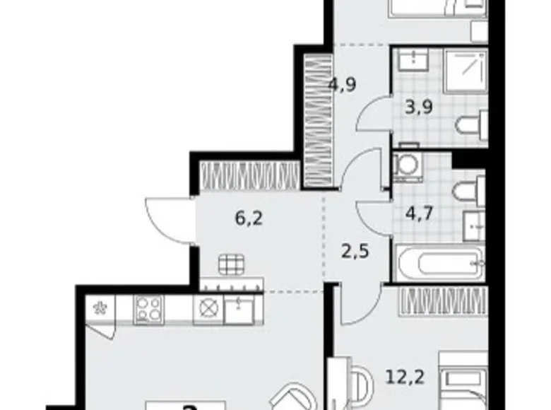 Квартира 2 комнаты 77 м² район Коммунарка, Россия