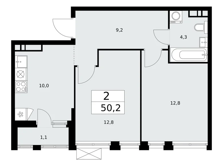 Wohnung 2 zimmer 50 m² Kommunarka, Russland