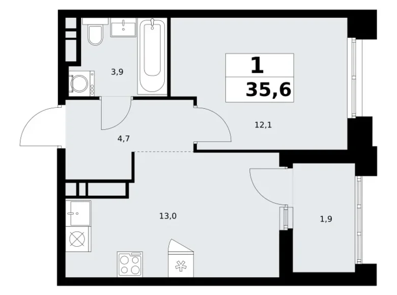 Mieszkanie 1 pokój 36 m² Kommunarka, Rosja