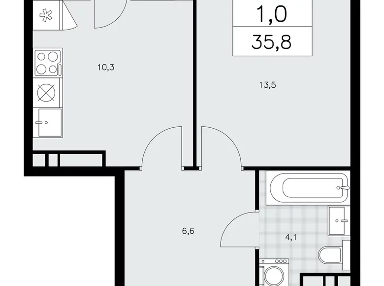 Wohnung 1 zimmer 36 m² Kommunarka, Russland