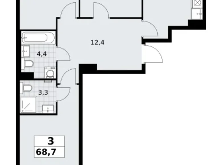 Apartamento 3 habitaciones 69 m² Troitsk, Rusia