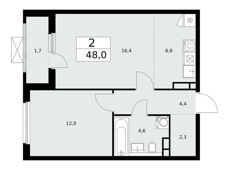 Квартира 2 комнаты 48 м² район Коммунарка, Россия