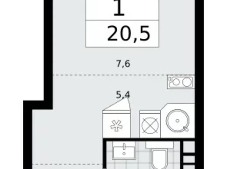 Wohnung 1 zimmer 21 m² Kommunarka, Russland