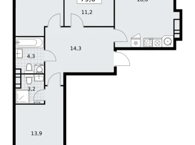 Apartamento 3 habitaciones 79 m² Vnukovo, Rusia