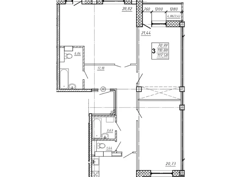 Mieszkanie 3 pokoi 118 m² Mohylew, Białoruś