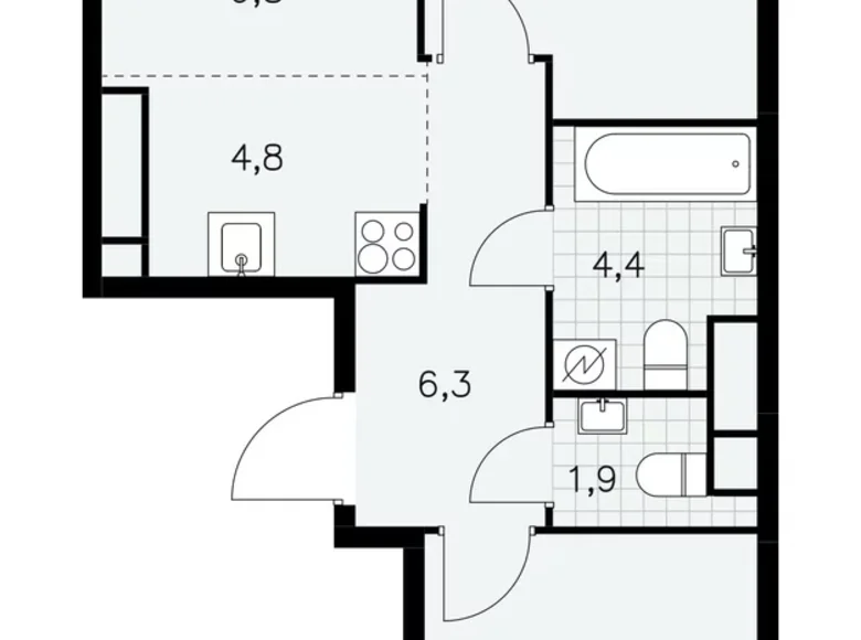 3 room apartment 57 m² Moscow, Russia