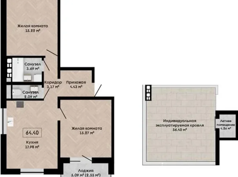3 room apartment 64 m² Kalodziscanski sielski Saviet, Belarus