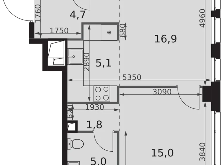 Wohnung 2 zimmer 53 m² Moskau, Russland