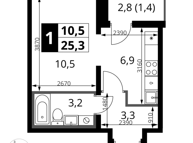 Kawalerka 1 pokój 25 m² Leninsky District, Rosja