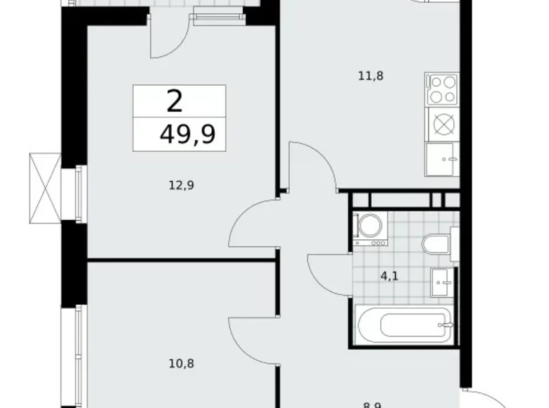 Apartamento 2 habitaciones 50 m² Kommunarka, Rusia