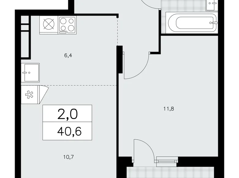Mieszkanie 2 pokoi 41 m² Kommunarka, Rosja