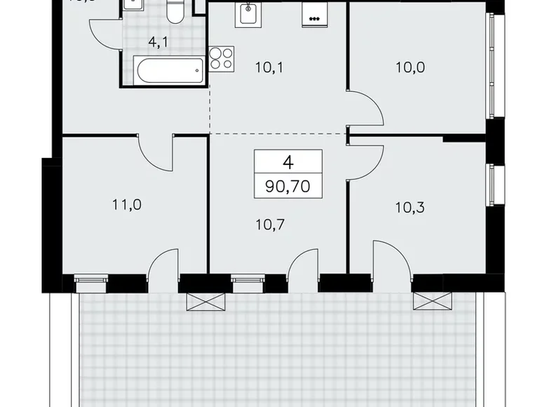 Mieszkanie 4 pokoi 91 m² Kommunarka, Rosja