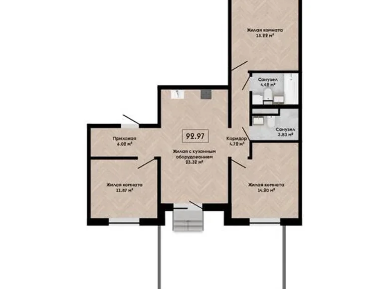 Appartement 4 chambres 93 m² Kalodziscanski sielski Saviet, Bélarus
