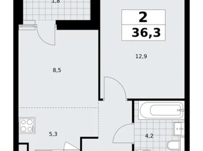Квартира 2 комнаты 36 м² район Коммунарка, Россия