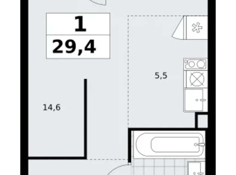Appartement 1 chambre 29 m² Troïtsk, Russie