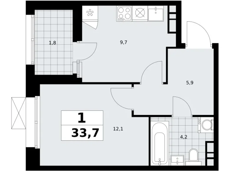 Wohnung 1 zimmer 34 m² Kommunarka, Russland