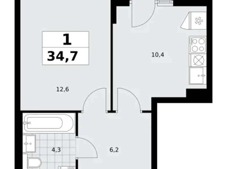 Wohnung 1 zimmer 35 m² Troizk, Russland