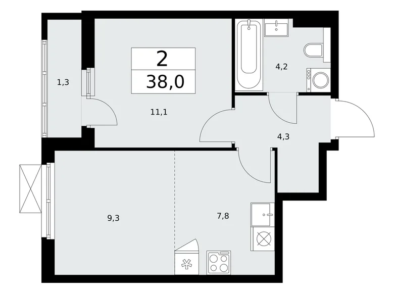 Mieszkanie 2 pokoi 38 m² Kommunarka, Rosja