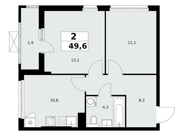 Appartement 2 chambres 50 m² Kommunarka, Russie