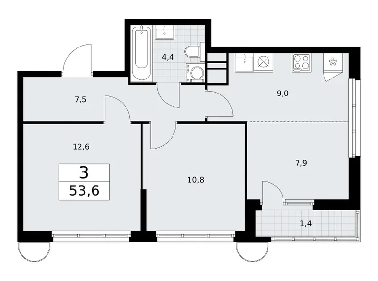 Wohnung 3 zimmer 54 m² Wnukowo, Russland