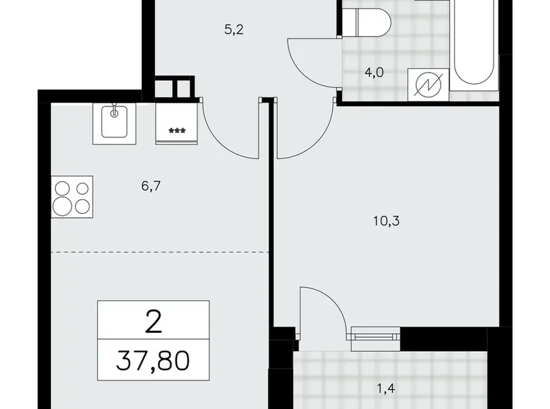 Apartamento 2 habitaciones 38 m² Kommunarka, Rusia