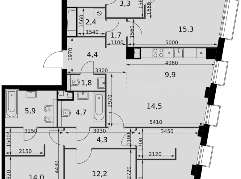 Apartamento 5 habitaciones 114 m² Moscú, Rusia