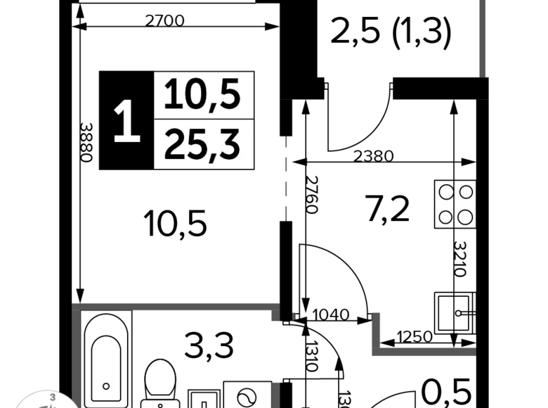 Studio 1 zimmer 25 m² Ljuberzy, Russland