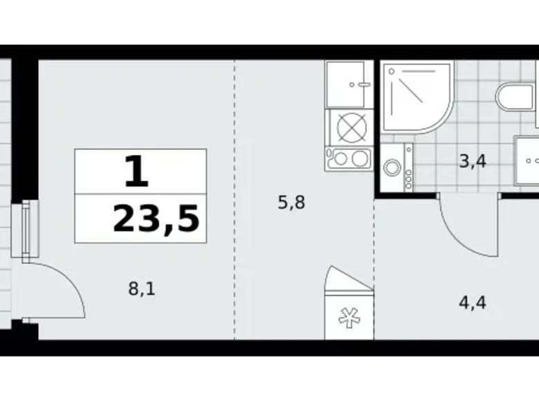 Appartement 1 chambre 24 m² Kommunarka, Russie