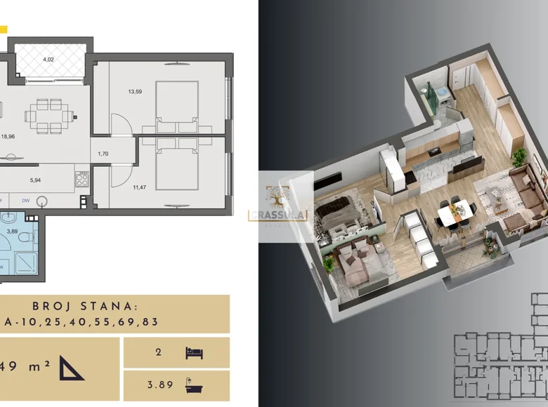 2 bedroom apartment 67 m² Budva, Montenegro