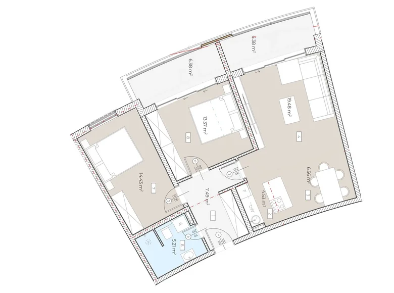 2 room apartment 83 m² Boreti, Montenegro