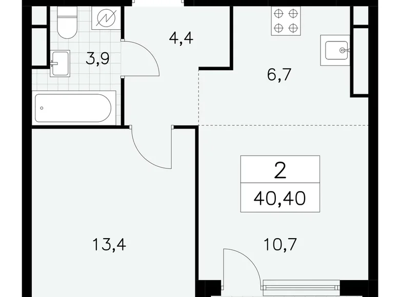 Mieszkanie 2 pokoi 40 m² Moskwa, Rosja