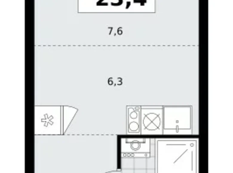 Квартира 1 комната 23 м² район Коммунарка, Россия