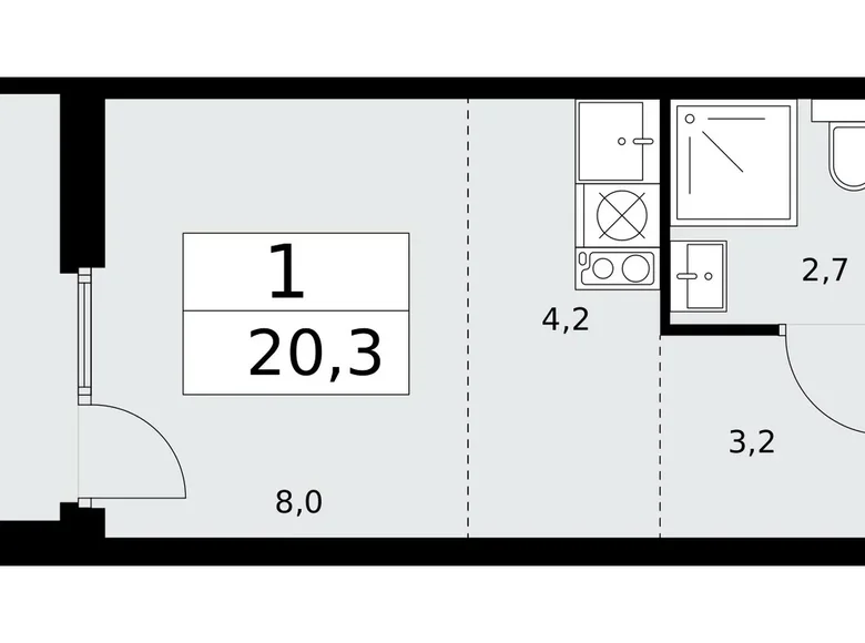 Wohnung 1 zimmer 20 m² Troizk, Russland