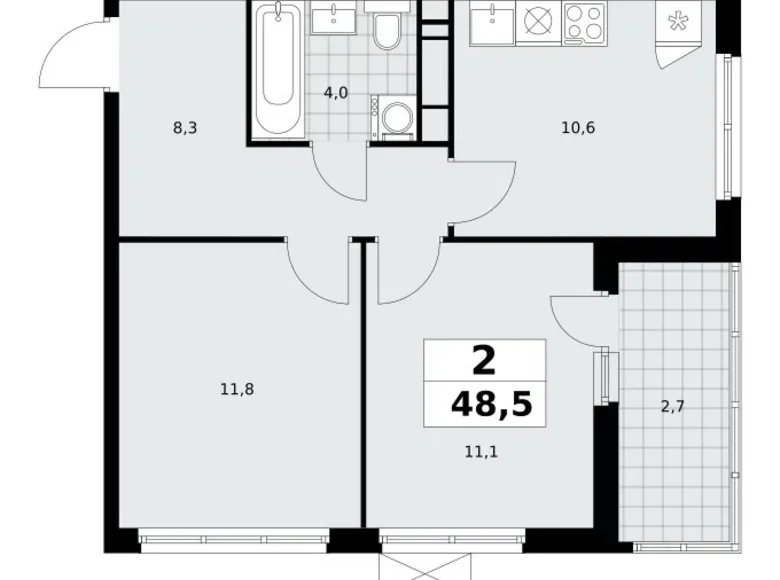 Apartamento 2 habitaciones 49 m² Kommunarka, Rusia