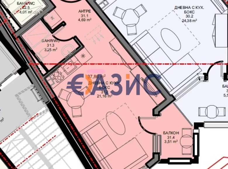 Квартира 45 м² Pomorie, Болгария