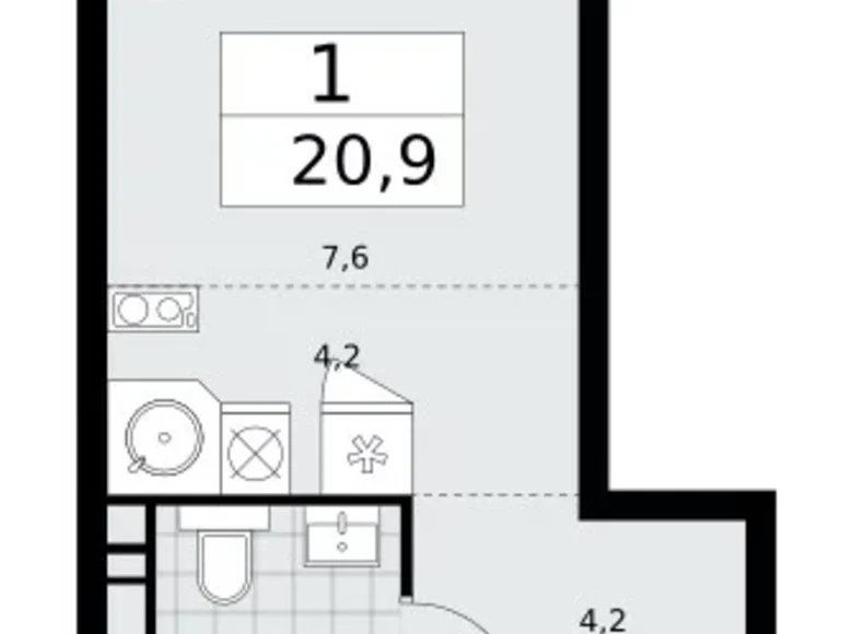 1 room apartment 21 m² Kommunarka, Russia