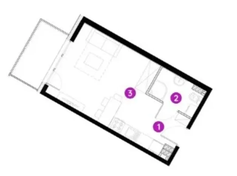Wohnung 1 zimmer 26 m² Danzig, Polen
