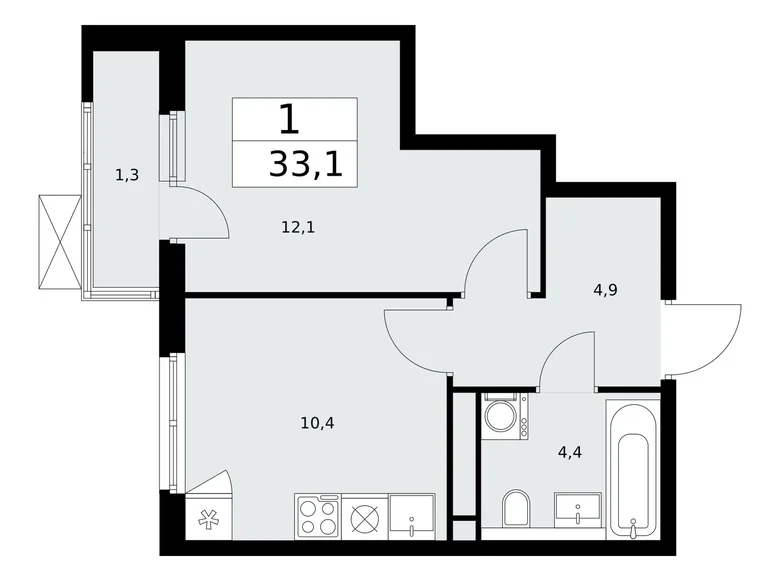 Mieszkanie 1 pokój 33 m² Kommunarka, Rosja