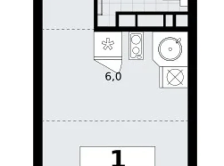 1 room apartment 25 m² Vnukovo, Russia
