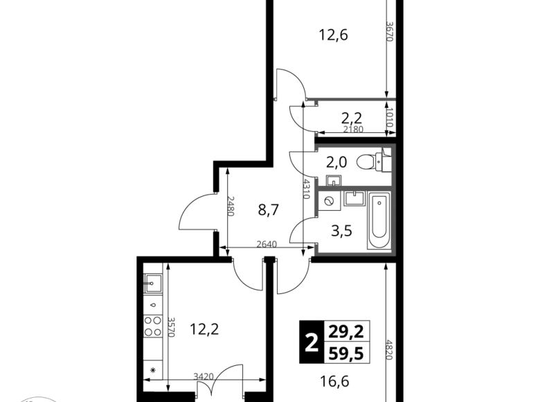 Wohnung 2 zimmer 60 m² Leninsky District, Russland