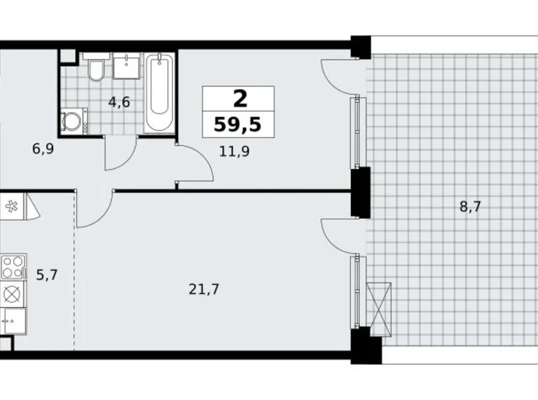 Apartamento 2 habitaciones 60 m² Kommunarka, Rusia