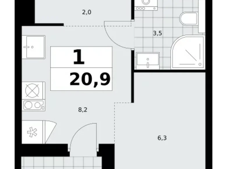 Apartamento 1 habitación 21 m² Kommunarka, Rusia